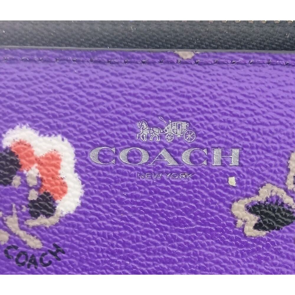 Coach BRMB Rose Slim Accordion Zip Around Wallet F56732 Purple Black - Picture 4 of 8